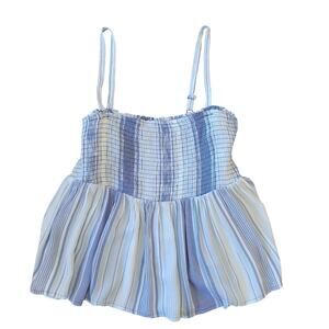 NWT Torrid Baby doll Tank Top Women's 2 X Blue Smocked Top Coastal BOHO 18/20